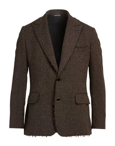 Reveres 1949 Man Blazer Black Size 42 Acrylic, Polyester, Wool, Cotton In Brown