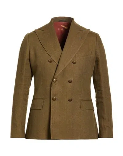 Reveres 1949 Man Blazer Military Green Size 44 Linen