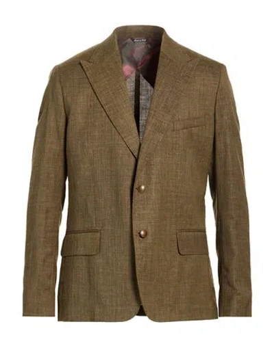 Reveres 1949 Man Blazer Military Green Size 46 Polyester, Linen, Elastane