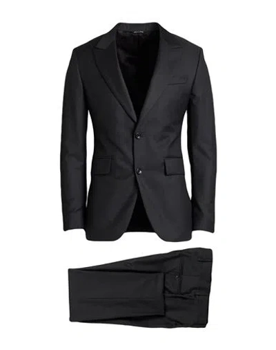 Reveres 1949 Man Suit Charcoal Size 46 Virgin Wool In Black