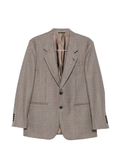 Reveres 1949 Prince Of Wales Check Single-breasted Blazer In Brown