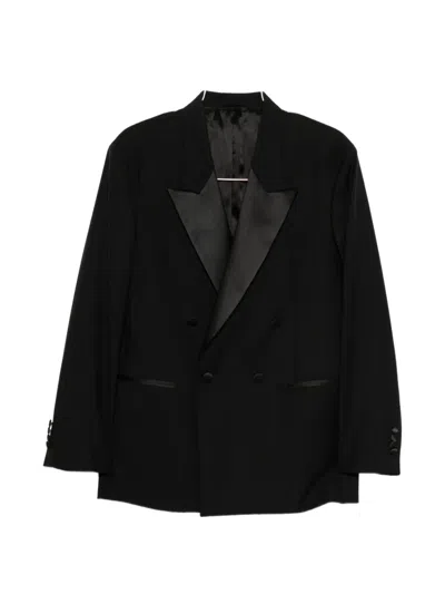 Reveres 1949 Shawl-lapel Striped Suit In Black