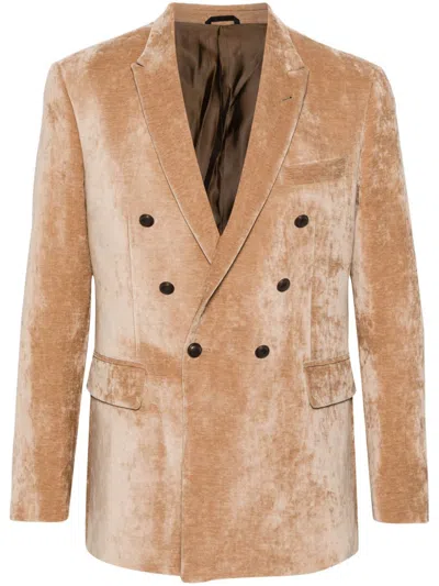 Reveres 1949 Velour Blazer In Neutrals