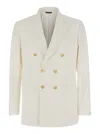 Reveres 1949 White Double Breasted Blazer In White