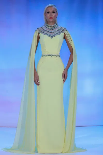 Reverie Couture Crepe And Mousseline Gown