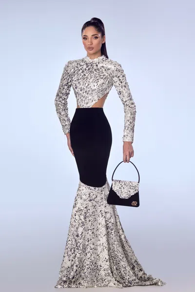 Reverie Couture Crepe And Sequin Gown In Ivory