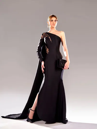 Reverie Couture Draped One-shoulder Dress In Multi