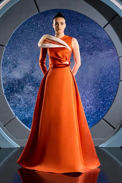 Reverie Couture Embroidered A-line Piquet Gown