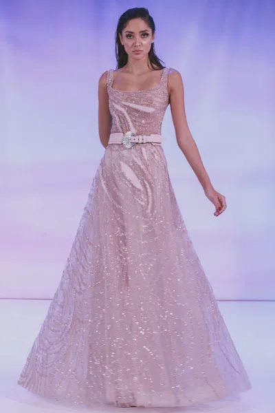 Reverie Couture Sleeveless Fully-beaded Gown