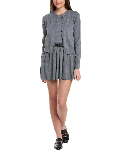 Reveriee 2pc Cardigan & Dress Set In Grey