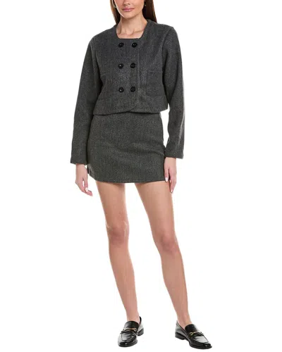 Reveriee 2pc Top & Skirt Set In Grey