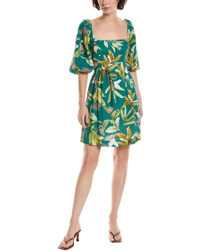 Reveriee Balloon Sleeve Linen-blend Mini Dress