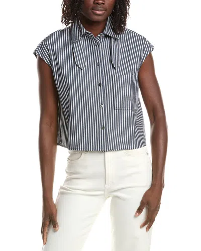 Reveriee Boxy Collared Shirt In Blue