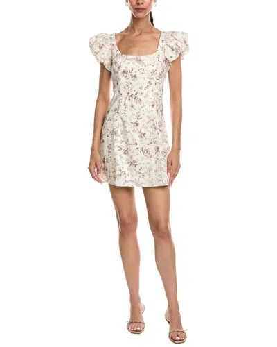 Reveriee Cap Sleeve Mini Dress In Neutral