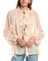 Reveriee Chiffon Ruffle Blouse In Brown