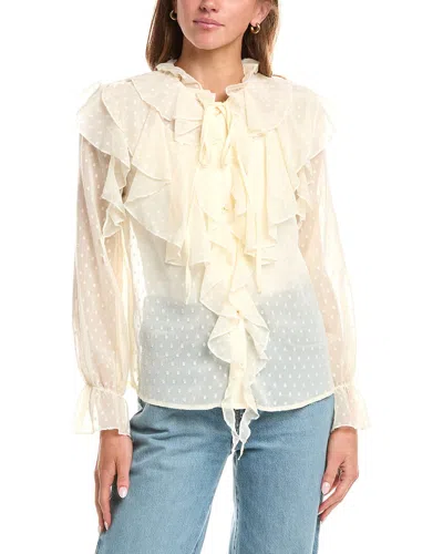 Reveriee Clip Dot Ruffle Blouse In Yellow