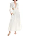 Reveriee Cutout Waist Linen-blend Midi Dress
