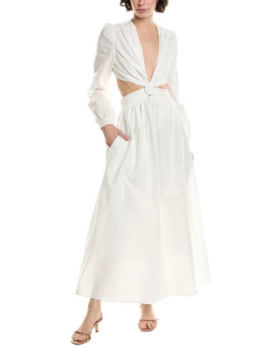 Reveriee Cutout Waist Linen-blend Midi Dress