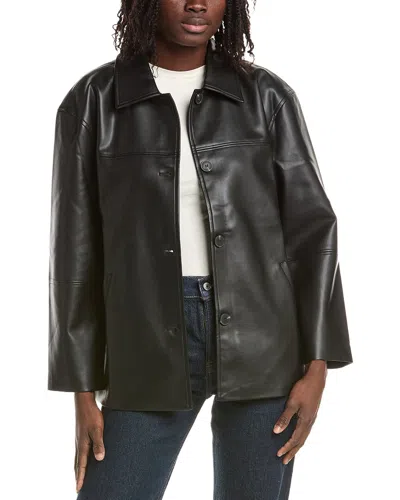 Reveriee Faux Leather Jacket In Black