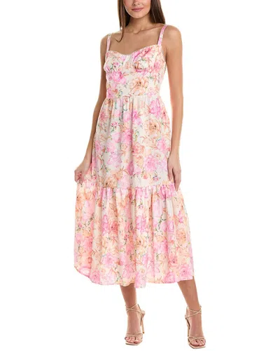 Reveriee Floral Midi Dress In Pink