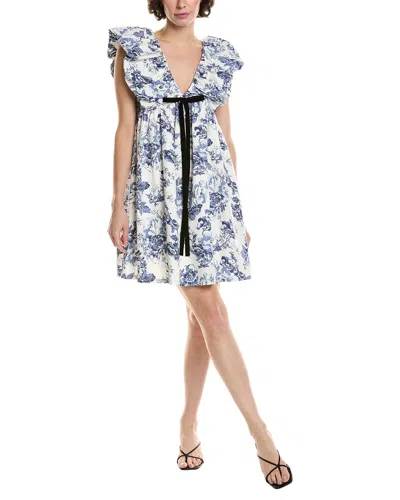 Reveriee Gathered Mini Dress In Blue