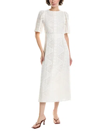 Reveriee Lace Midi Dress In White