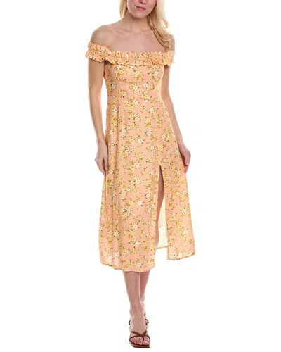 Reveriee Linen-blend A-line Dress In Neutral