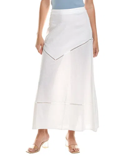 Reveriee Linen-blend Midi Skirt In White
