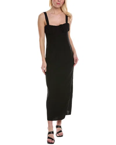 Reveriee Linen-blend Sheath Dress In Black