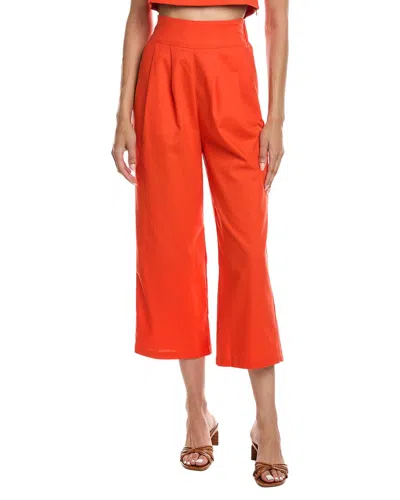 Reveriee Linen-blend Pant In Orange