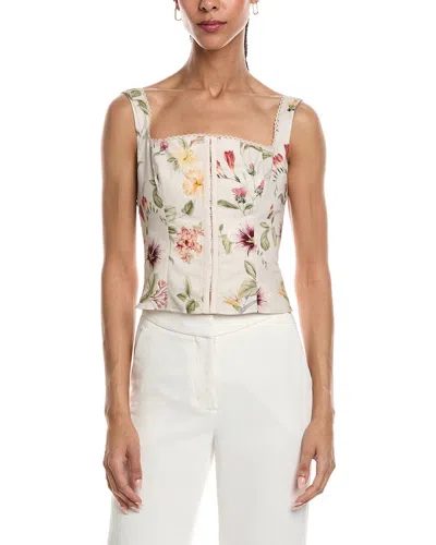 Reveriee Linen-blend Sleeveless Top In White
