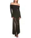 Reveriee Off-the-shoulder Midi Dress In Black