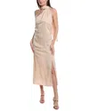 Reveriee One-shoulder Midi Dress In Beige