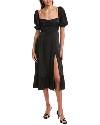 Reveriee Long Sleeve Midi Dress In Black