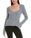 Reveriee Rib Sweetheart Cashmere-blend Sweater In Grey