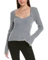 Reveriee Rib Sweetheart Cashmere-blend Sweater In Grey