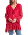 Reveriee Ruffle Blouse In Red