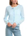 Reveriee Scallop Trim Cardigan In Blue