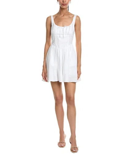 Reveriee Sleeveless Linen Mini Dress In White