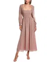 Reveriee Long Sleeve Maxi Dress In Brown