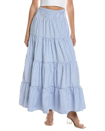 Reveriee Tiered Maxi Skirt In Blue