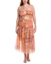 Reveriee Tiered Midi Dress In Orange