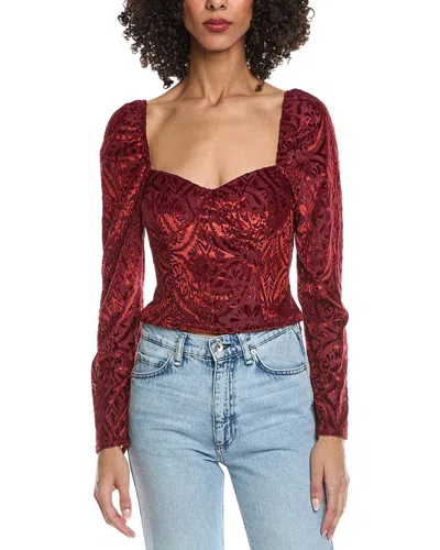 Reveriee Velvet Burnout Top In Red