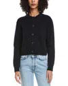 Reveriee Wool & Cashmere-blend Crewneck Cardigan In Black