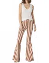 Reverof Boho Striped Flare Pants In Tan & Cream