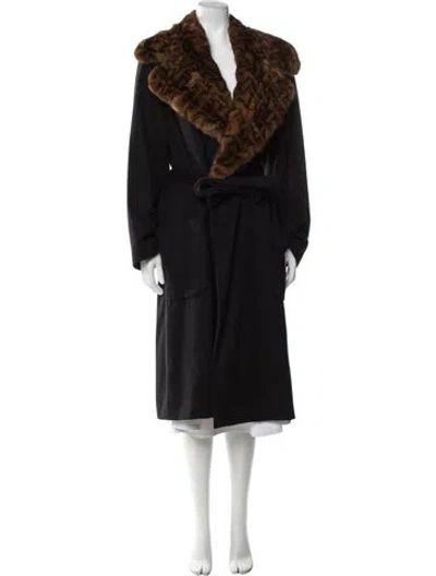 Pre-owned Revillon Cashmere Fur Coat In Black