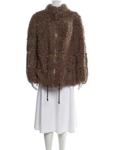 Pre-owned Revillon Faux Fur Jacket In Brown