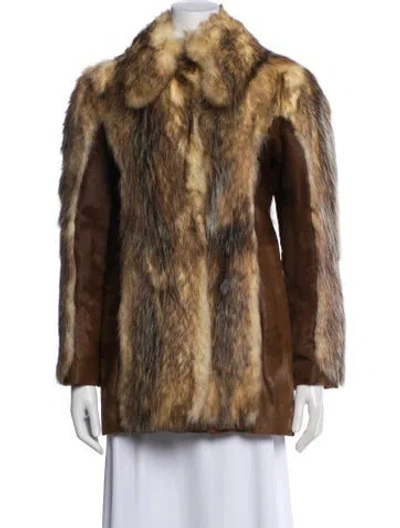 Pre-owned Revillon Furs Mink Animal Print Faux Fur Coat In Brown