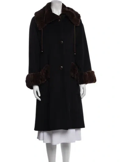 Pre-owned Revillon Mink Faux Fur Coat In Black