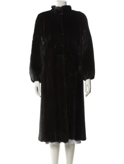 Pre-owned Revillon Mink Faux Fur Coat In Black